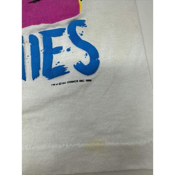 Vintage 1989 Arch Enemies Batman v Joker T Shirt Size 10-12 White DC Comics 80s - Picture 9 of 13